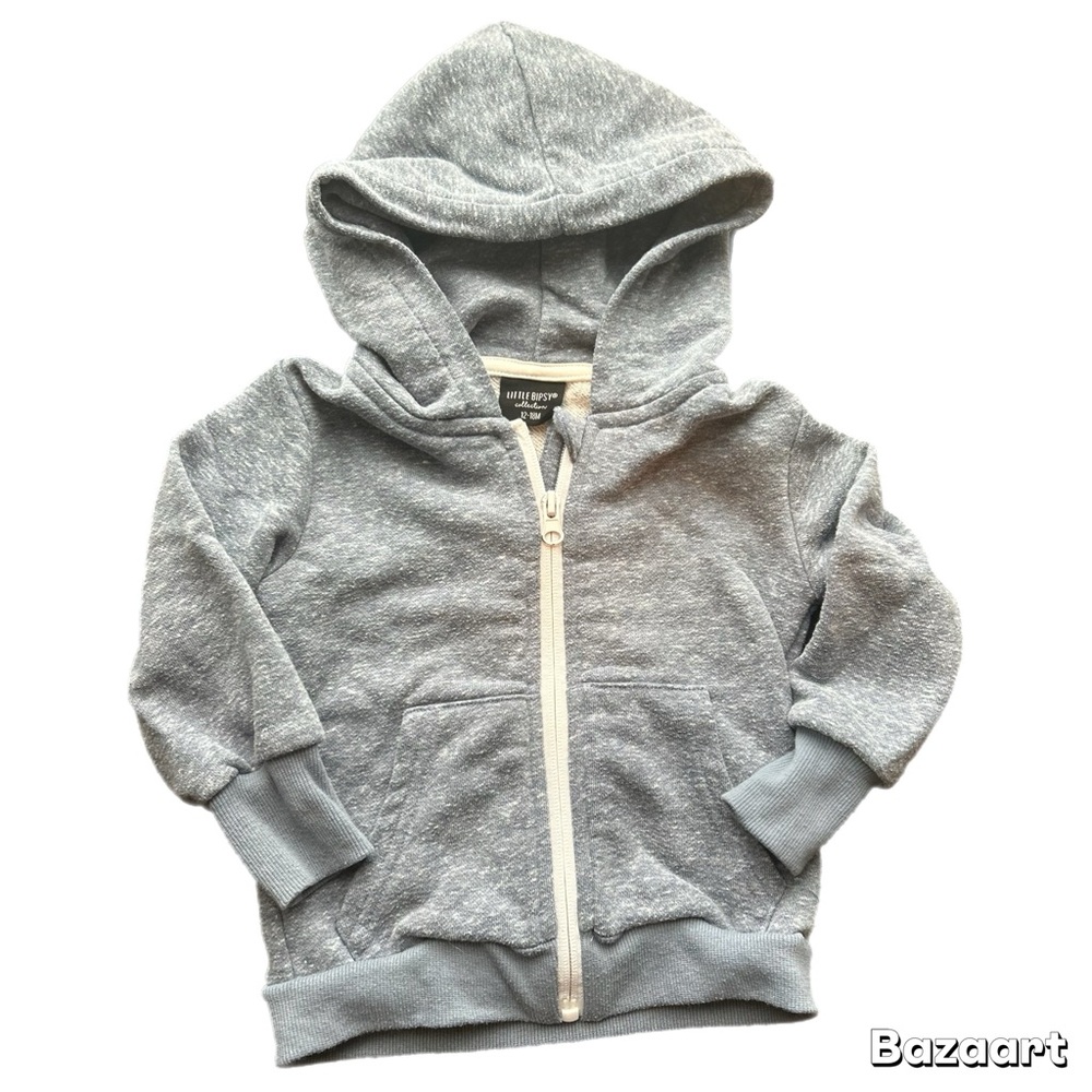 Little Bipsy Blue Grey Zip-Up Hoodie Jacket